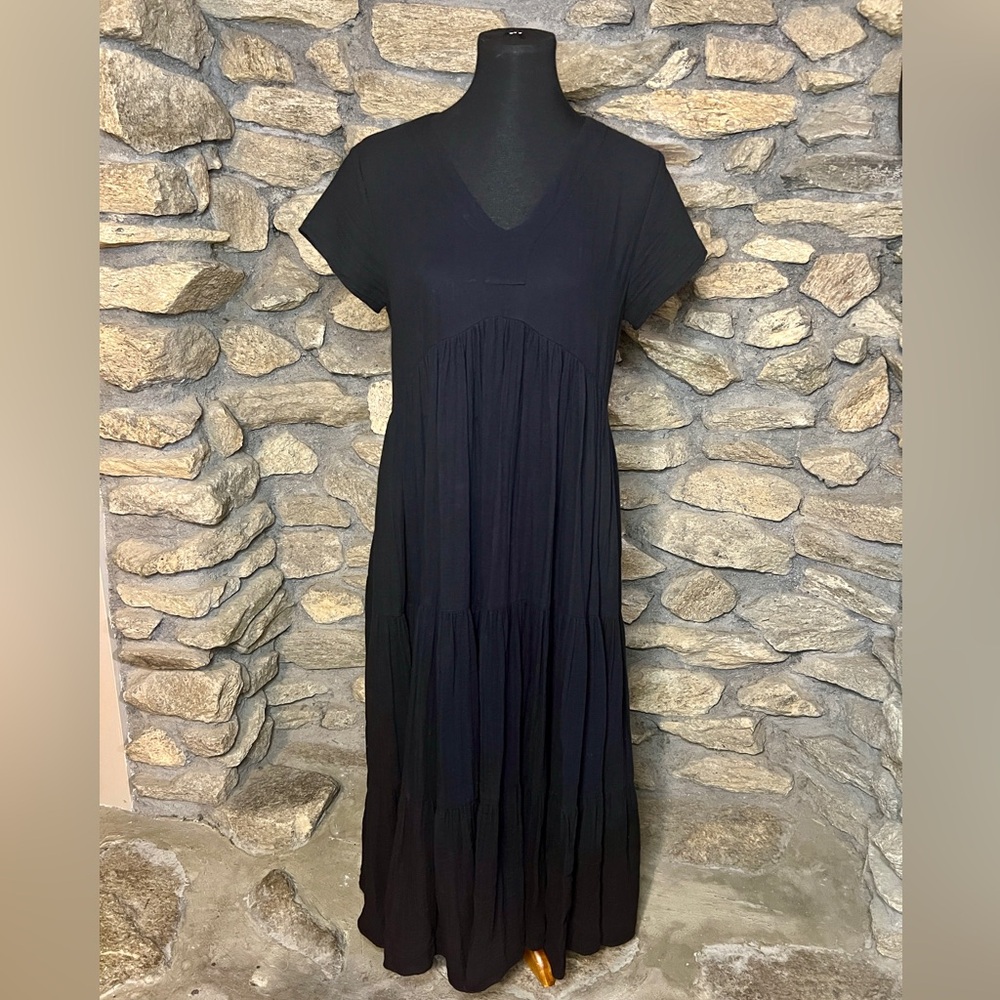 Elliott Lauren Gauze - Short Sleeve V-Neck Dress